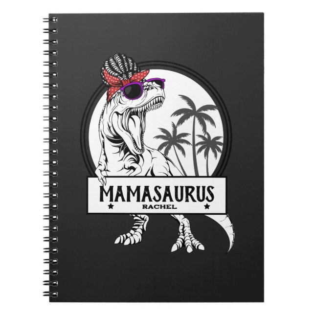 Mamasaurus Mum T rex Dino Funny Custom Name Notebook (Front)