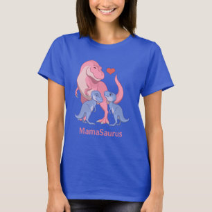 MamaSaurus Pink T-Rex Twin Blue Baby Boy Dinosaurs T-Shirt