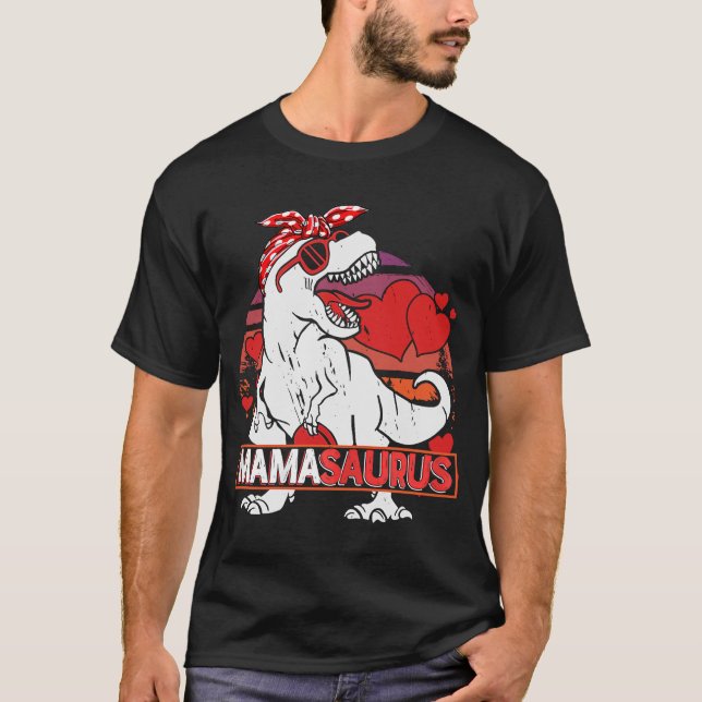 Mamasaurus rex Dinosaur  Mama Saurus Valentines Da T-Shirt (Front)