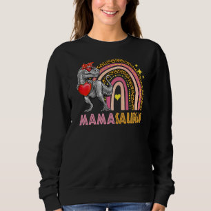 Mamasaurus Rex Dinosaur Mum Saurus Leopard Rainbow Sweatshirt