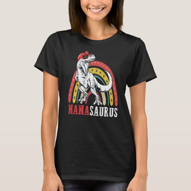 Mamasaurus Rex Dinosaur  Rainbow Mama Saurus Mothe T-Shirt (Front)