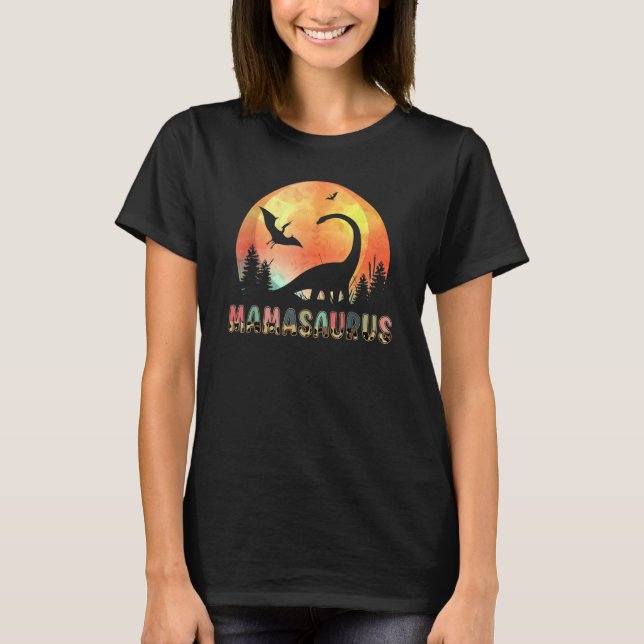 Mamasaurus Rex Mom Dinosaur Leopard Flower Rex Mam T-Shirt (Front)