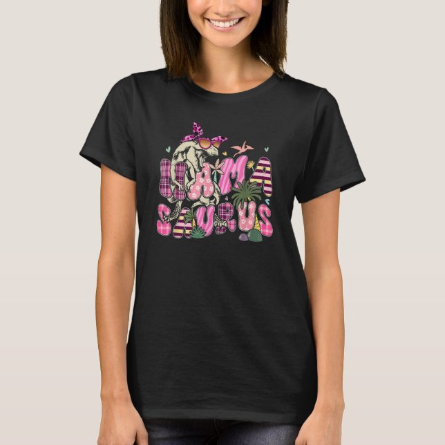 Mamasaurus Rex Mom Dinosaur Leopard Flower Rex Mam T-Shirt (Front)