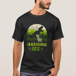 Mamasaurus Rex Puzzle Pieces Dinosaur Autism Aware T-Shirt