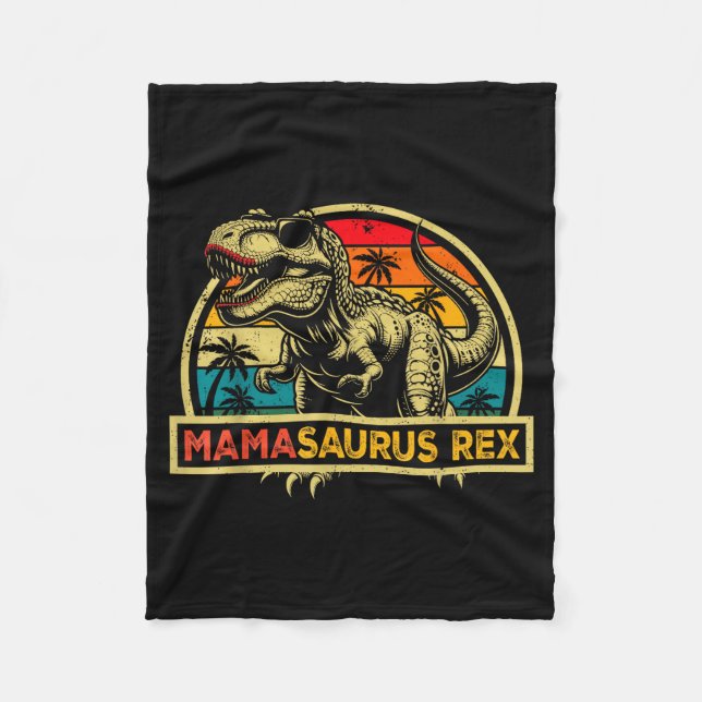 Mamasaurus Rex Trex Dinosaur Mama Saurus Rex Famil Fleece Blanket (Front)