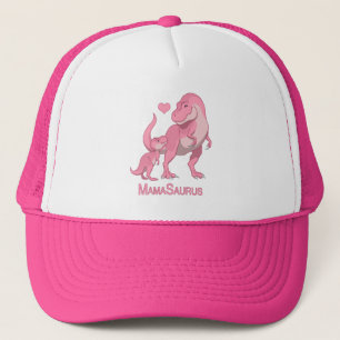MamaSaurus T-Rex and Baby Girl Dinosaurs Trucker Hat