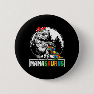 Mamasaurus T Rex Dinosaur Mama Saurus Autism Aware 6 Cm Round Badge