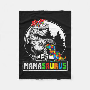 Mamasaurus T Rex Dinosaur Mama Saurus Autism Aware Fleece Blanket