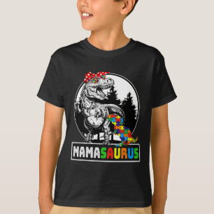 Mamasaurus T Rex Dinosaur Mama Saurus Autism Aware T-Shirt