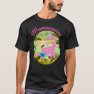 Mamasaurus T Rex Dinosaur Mama Saurus Autism Aware T-Shirt