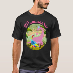 Mamasaurus T Rex Dinosaur Mama Saurus Autism Aware T-Shirt