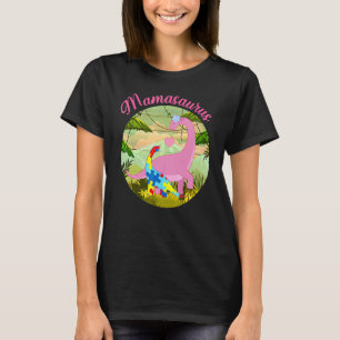Mamasaurus T Rex Dinosaur Mama Saurus Autism Aware T-Shirt