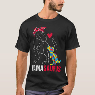Mamasaurus T Rex Dinosaur Mama Saurus Autism Aware T-Shirt