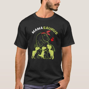 Mamasaurus Tyrannosaurus Rex Mama 3 Kids Mother's T-Shirt