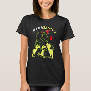 Mamasaurus Tyrannosaurus Rex Mama 3 Kids Mother's T-Shirt