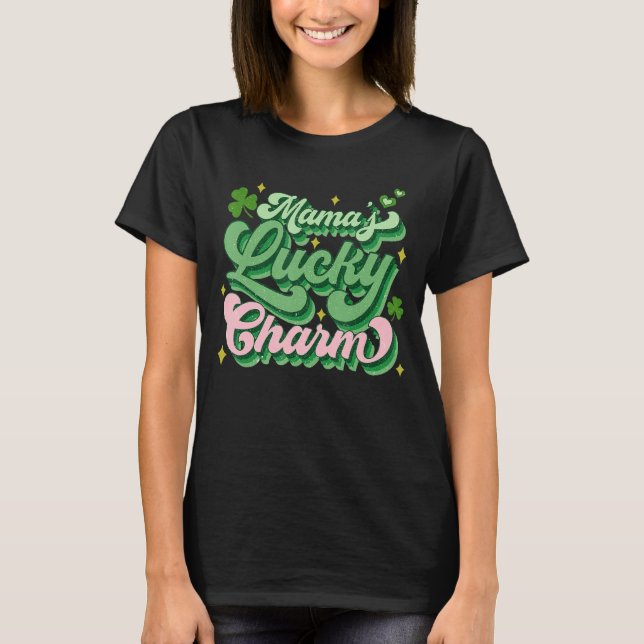 Mamau2019s Lucky Charm Hearts Shamrocks Groovy St  T-Shirt (Front)