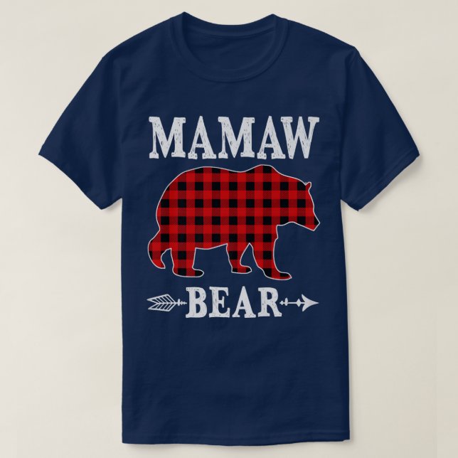 Mamaw Bear Christmas Pajama Red Plaid Buffalo Fami T-Shirt (Design Front)