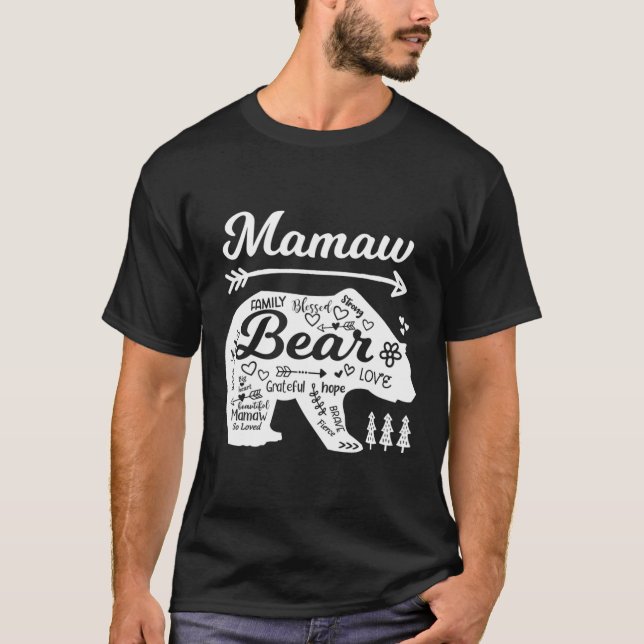 Mamaw Bear Words Of Love With Doodle Graphics Gran T-Shirt (Front)