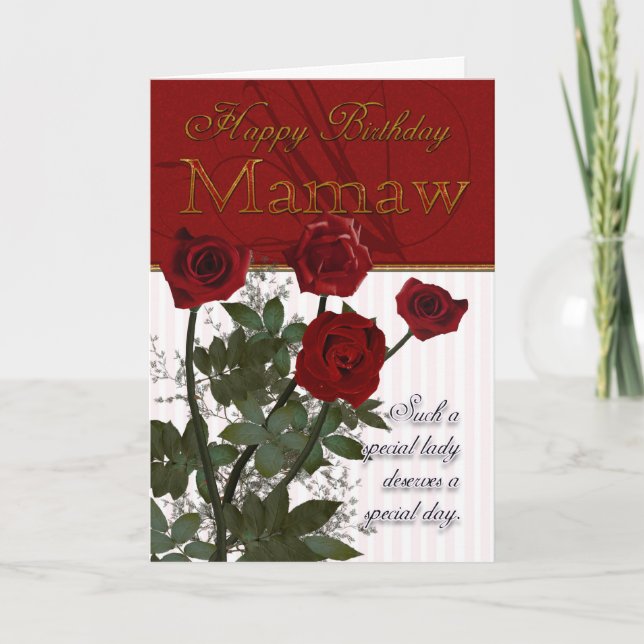 Mamaw Birthday Card - Roses (Front)
