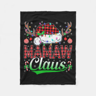 Mamaw Claus Christmas Lights Matching Family Xmas  Fleece Blanket