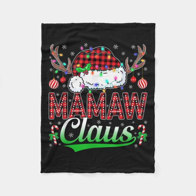 Mamaw Claus Christmas Lights Matching Family Xmas  Fleece Blanket (Front)