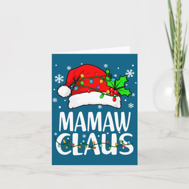 Mamaw Claus Christmas Lights Pajama Family Matchin Card (Front)