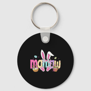 Mamaw Coquette Bow Bunny Ears Easter Design Key Ring