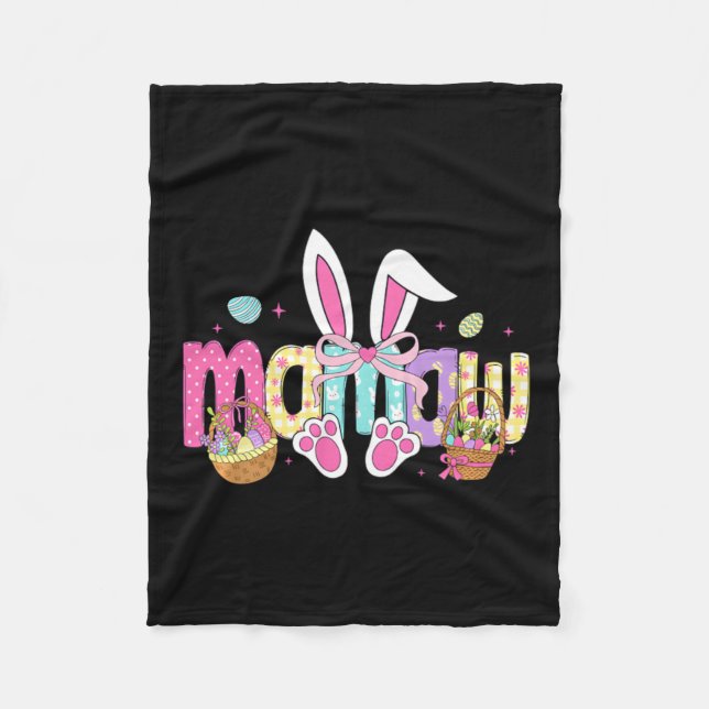 Mamaw Coquette Bow Bunny Ears Easter Fleece Blanket (Front)