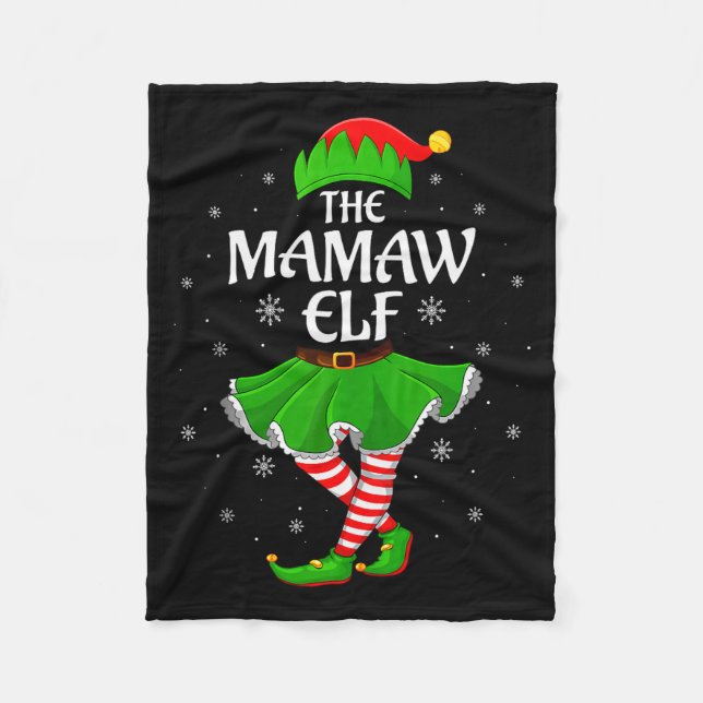 Mamaw Elf Christmas Family Girls Women Elf Squad X Fleece Blanket (Front)