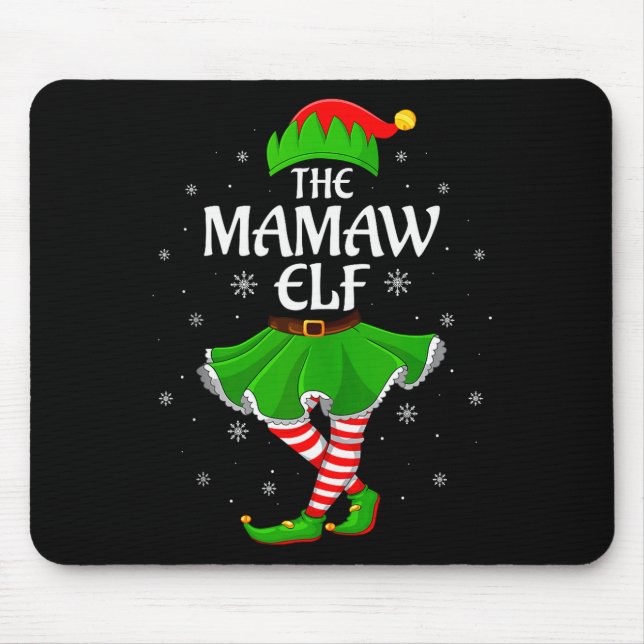 Mamaw Elf Christmas Family Girls Women Elf Squad X Mouse Mat (Front)
