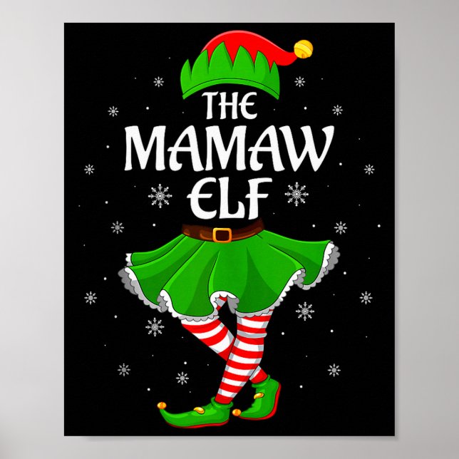 Mamaw Elf Christmas Family Girls Women Elf Squad X Poster (Front)