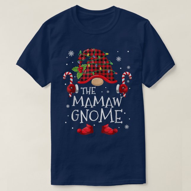 Mamaw Gnome Buffalo Plaid Matching Family Christma T-Shirt (Design Front)