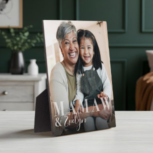 Mamaw & Grandchild Script Name Photo Keepsake Plaque
