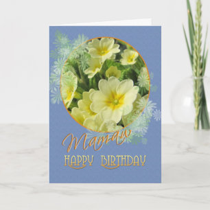 Mamaw Happy Birthday Primroses Blue and Yellow Card
