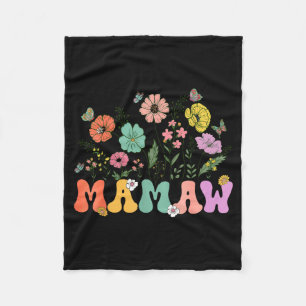 Mamaw mothers day for grandma wildflower floral fleece blanket
