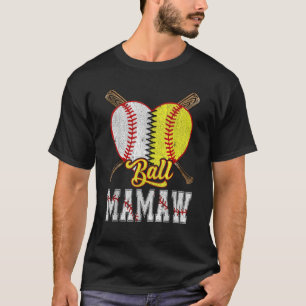 Mamaw Of Both Ball Mamaw Baseball Softball Pride  T-Shirt