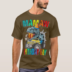 Mamaw Of The Birthday Boy Monster Truck Dinosaur T-Shirt