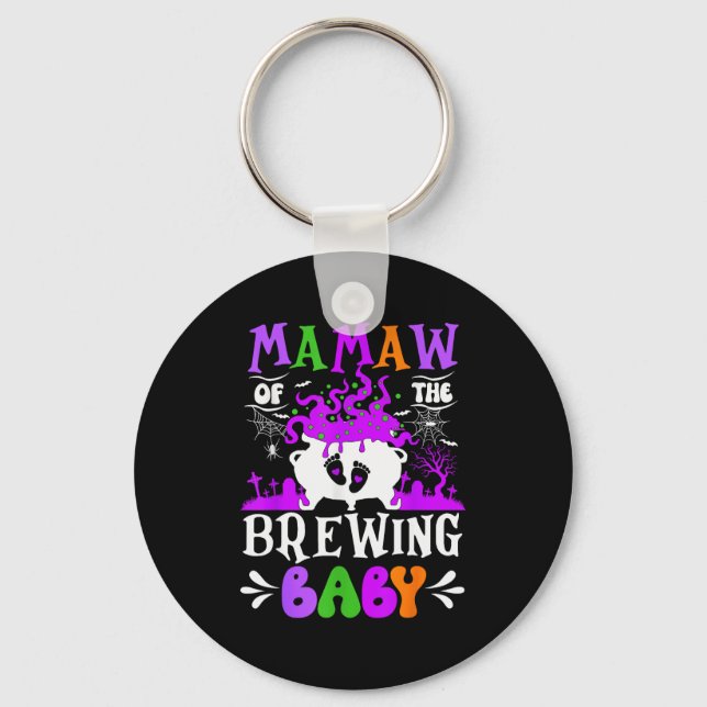 Mamaw Of The Brewing Baby Grandma To Be Halloween  Key Ring (Front)