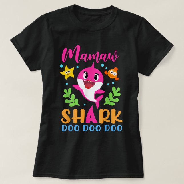 Mamaw Shark  Mamaw Shark Lover Family Mother's Day T-Shirt (Design Front)