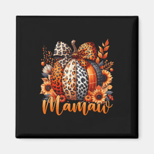 Mamaw Thanksgiving Leopard Pumpkin Sunflower Coque Magnet