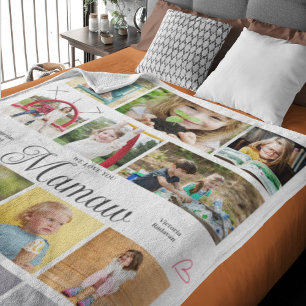 Mamaw We Love You Personalised Hearts Fleece Blanket