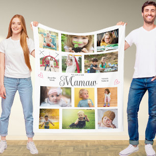 Mamaw We Love You Personalised Hearts Modern Fleece Blanket