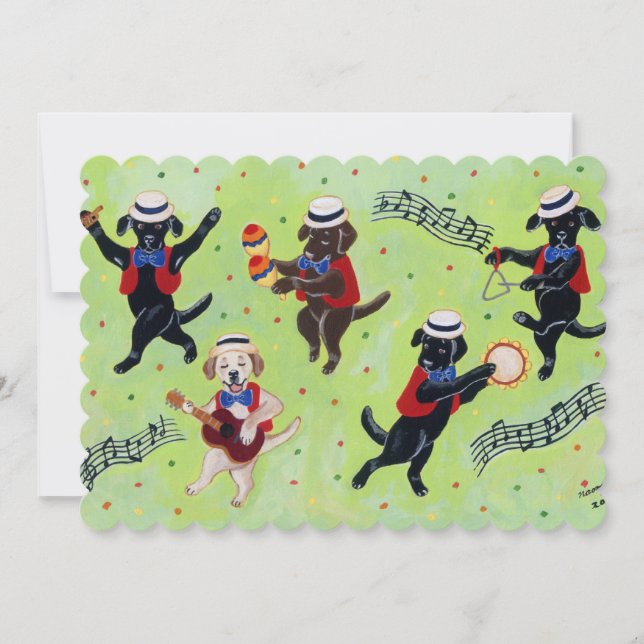 Mambo Labrador Musicians Painting Invitation (Front)