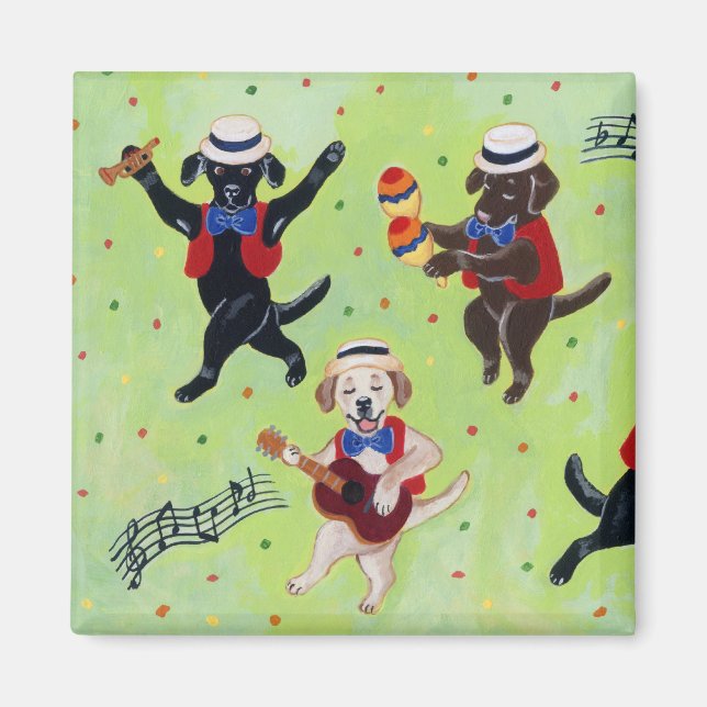 Mambo Labrador Musicians Painting Magnet (Front)