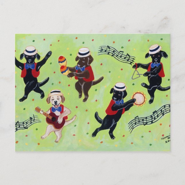 Mambo Labrador Musicians Painting Postcard (Front)