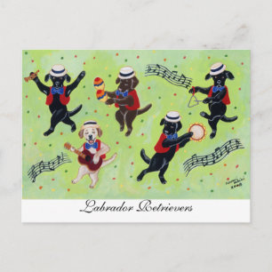 Mambo Labrador Musicians Painting Postcard