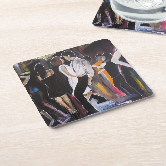 Mambo Night Painting by Alfred Fox Square Paper Coaster (Angled)