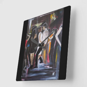 Mambo Night Painting by Alfred Fox Square Wall Clock