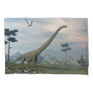 Mamenchisaurus dinosaur walk -3D render Pillowcase