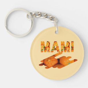 MAMI Orange Typography Art Key Ring
